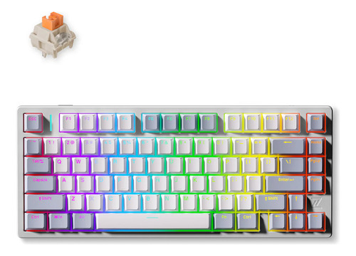 Teclado Gamer Mecanico Inalambrico Mchose Z75 Plateado Metal Teclado Silver Mcz755 Idioma Inglés Us