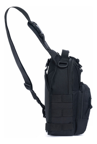 Shoulder Bag Mini Bolsa Tática Resistente Transversal Peito Cor Preto