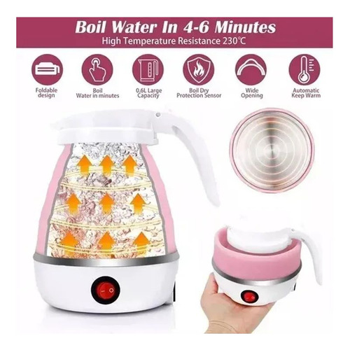 Hervidor Eléctrico Plegable Silicona 600ml Tetera Cocina