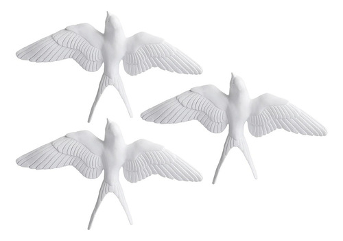 3x White Resin Birds ,nordic 3d Swallows Hanging ,sparrow