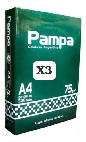 Resmas A4 Pampa 75 Grs Pack X3