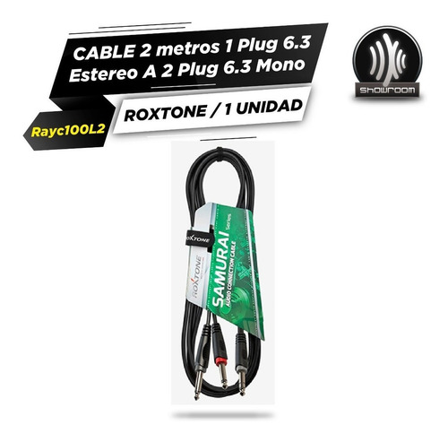 Imagen 2 de 6 de Cable Plug Stereo A 2 Plug Mono 2m - Roxtone Rayc100l2