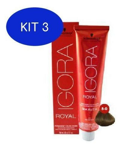 Kit 3 Schwarzkopf Igora Royal 8/0 Louro Claro Natural Hd