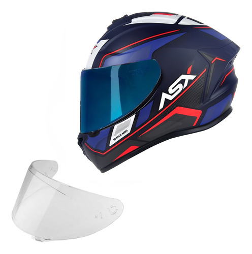 Capacete Moto Asx Draken Esportivo + Viseira Azul