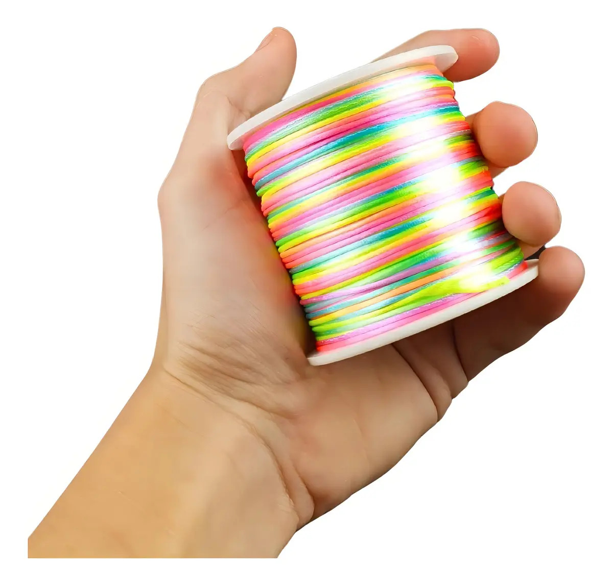 Fio de Seda Rabo de Rato para Artesanato, 1mm e 100m, em Multicores Leitoso