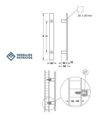 Imagen 3 de 5 de Manijón Recto 600mm Cosimo Gt Hafele 903.03.384 Acero Inox.