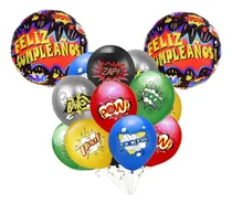 Comprar Set 14 Globos Superheroes Pow Bang Pow Poof Zap