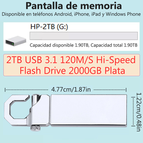 Memoria Usb 2tb Alta Velocidad 3.1 (2000 Gb) Flash Drive
