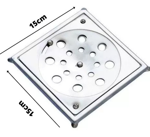 Ralo Inox Quadrado Com Castilho 15 X 15 Cm - Jr Metais