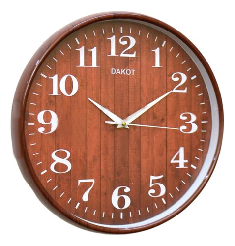 Reloj De Pared Simil Madera Redondo 30 Cm Con Numeros