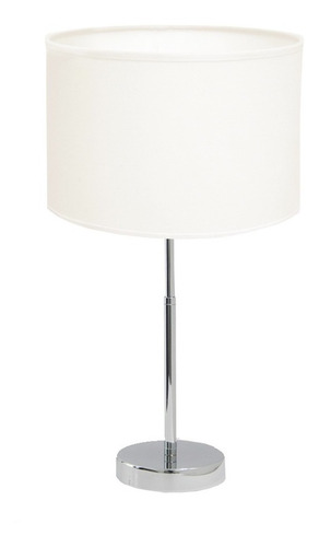 Imagen 1 de 10 de Lampara Velador Mesa Cromo Apto Led Con Pantalla Blanca