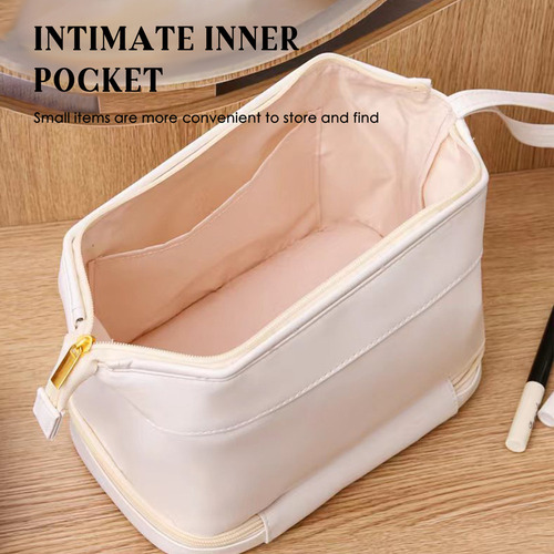 A Bolsa De Maquillaje De Doble Capa For Mujer Con
