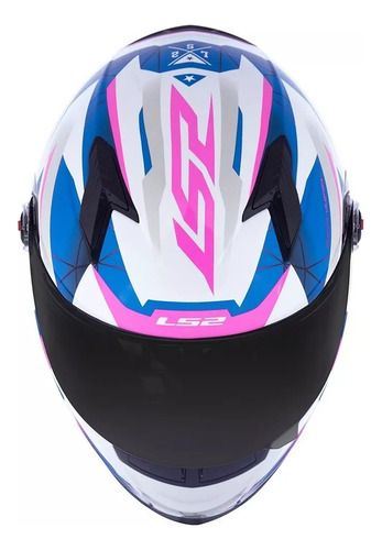 Capacete Ls2 Combo Casal Ff358 Draze Branco E Rosa/vermelho