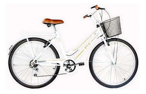 Bicicleta Aro 26 Kls Retro Sport Freio V-brake 6 Marchas Cor Branco/dourado