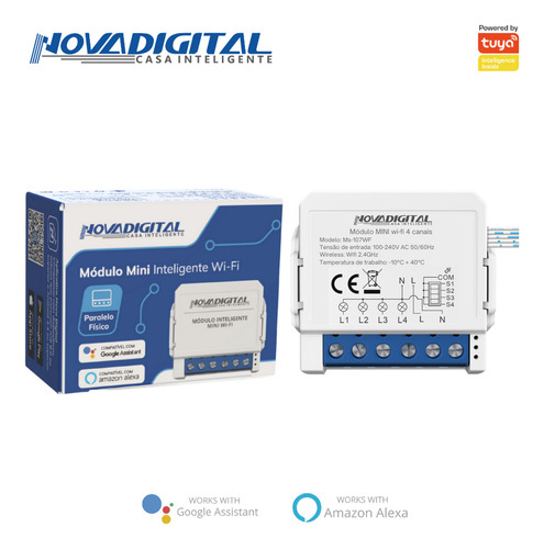 Interruptor Wifi Mini 4 Canais Novadigital Tuya Inteligente