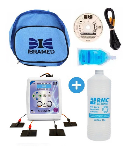 Imagem 4 de 9 de Neurodyn Iii Ibramed Novo Modelo Tens Fes Burst Com Gel 1kg