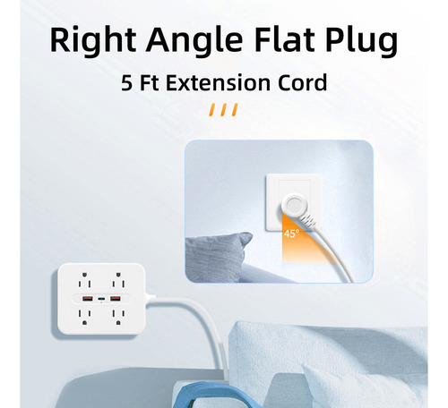 Placa Alimentación Multicontacto Con 6 Salidas 2usb 1type-c