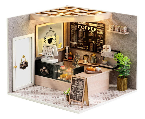 Casa De Muñecas Hecha A Mano Kit De Bricolaje Cafetería
