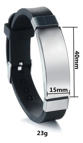 Pulsera Urbana De Caucho Mab - Modelo 007 Negro 6.5 Mm 23 Cm