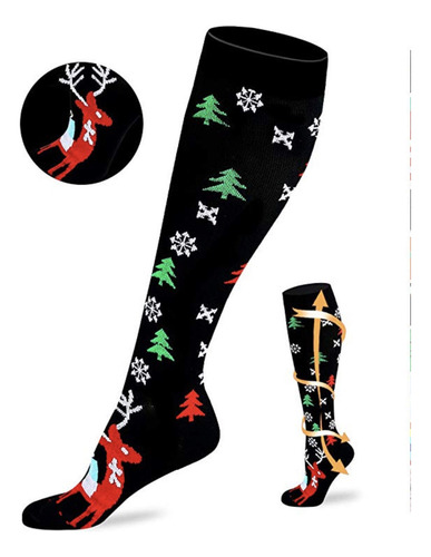 6 Pares De Calcetines De Compresión Navideños, Calcetines De