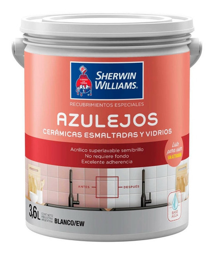 Pintura Para Azulejos Sherwin Williams 3,6 Litros. Blanco