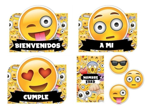 Kit Imprimible Emojis Emoticones Textos Editables Candy Bar