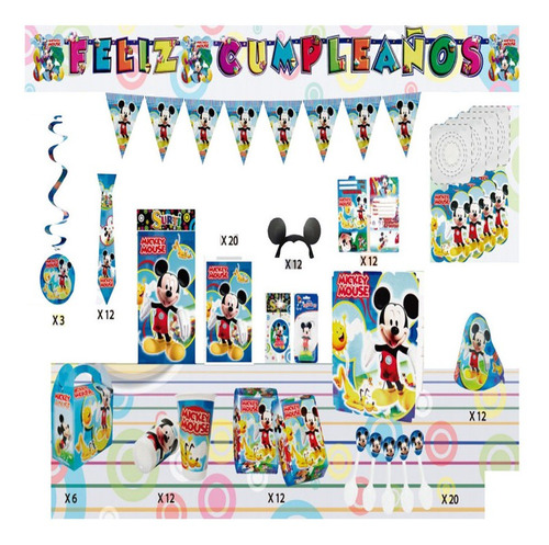 Decoración Infantil Fiesta Mickey Mouse Set X24