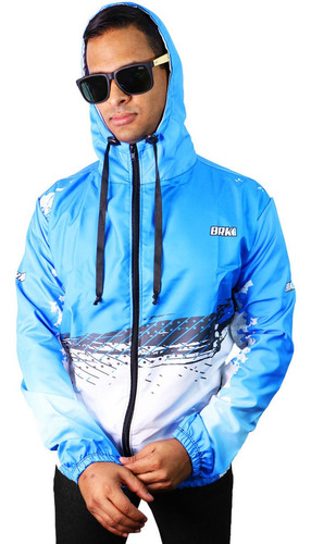 Imagem 1 de 4 de Jaqueta Corta Vento Brk Blue Waves Impermeável Com Uv50+