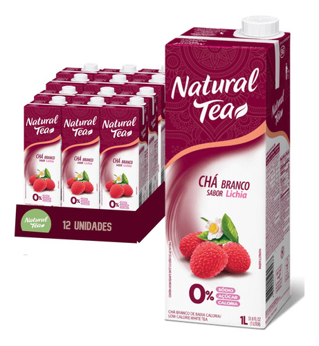 Chá Branco Com Lichia Natural Tea 1l (12 Litros) Kit