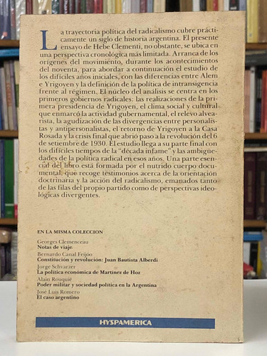 Imagen 2 de 2 de El Radicalismo - Hebe Clementi - Hyspamérica