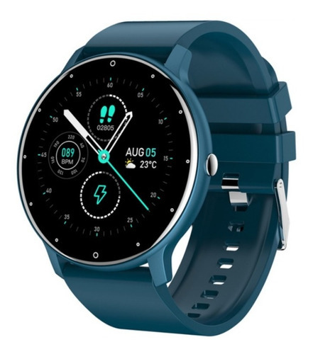 Reloj inteligente Lige ZL02d Bluetooth Sport Unises, color negro, carcasa, color azul marino, bisel, color negro