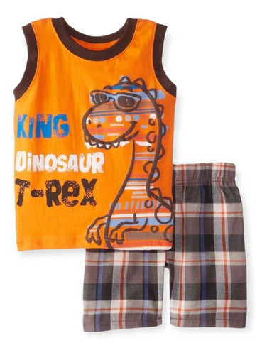 Conjunto Bebé 2 Piezas Dinosaurio , Polera Y Short Algodón