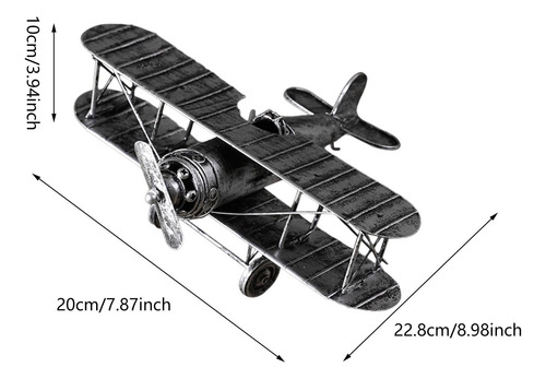 Avión Biplano Pequeño, Modelo De Avión De Metal Plata
