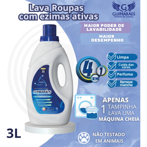 Sabão Liquido Lava Roupas Remove Manchas Fragância Exclusiva