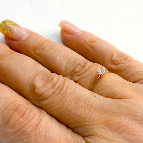 Imagem 4 de 6 de Anel Solitário Ouro18k Zircônia 4mm Linha Economic Full