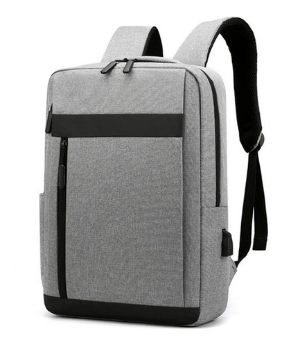 Mochila Notebooks Hasta 15.6'' Impermeable Puerto Usb Gris