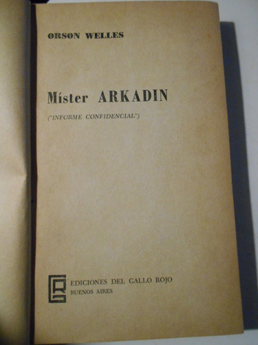 Mister Arkadin (informe Confidencial) O. Welles - 1973 (Usado)