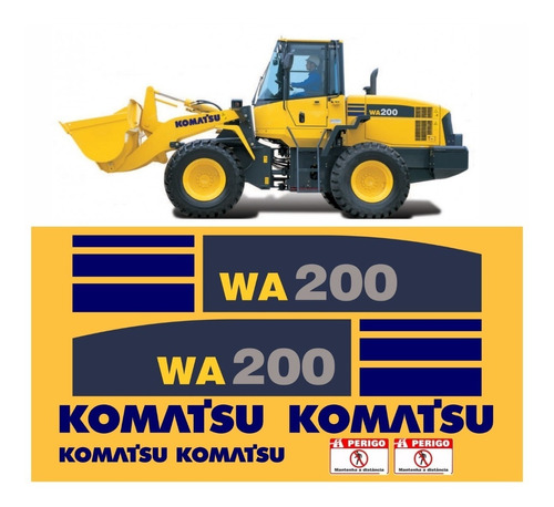 Kit Adesivo Pá Carregadeira Komatsu Wa200 + Etiquetas Mk