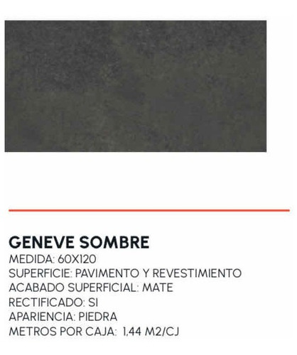 Arg Porcelanato Español Geneve Sombre Mate 60x120
