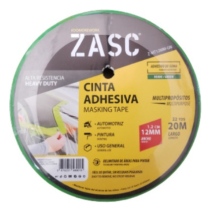 Cinta Adhesiva Verde Para Pintar 12mm X 20mts