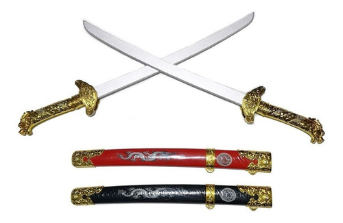   Set X2 Espadasjuguete Katana Samurai De Madera Y Plastico
