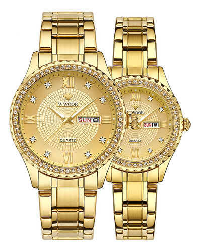 Reloj De Cuarzo De Acero Inoxidable Wwoor Diamond Gold Para