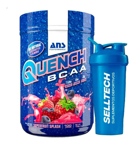 Aminoácidos Ans Quench Bcaa 100 Serv Superfruit + Shaker