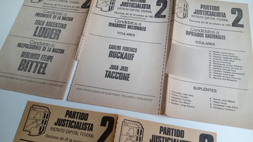 Boleta Electoral 1983 Partido Justicialista Luder Bittel (Usado)