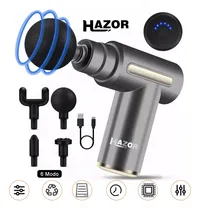 Comprar Pistola De Masaje Muscular Hazor De 6 Modos Para Relajación Y Alivio Del Dolor, Gris, Masajeador De Espalda, Cuello Y Pies, Pistola De Masaje De Mano Ajustable Con 4 Cabezales De Masaje.