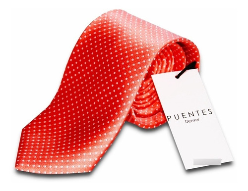 Corbata De Seda Fina Rosa Pindot By Puentes Denver 3 Color Coral