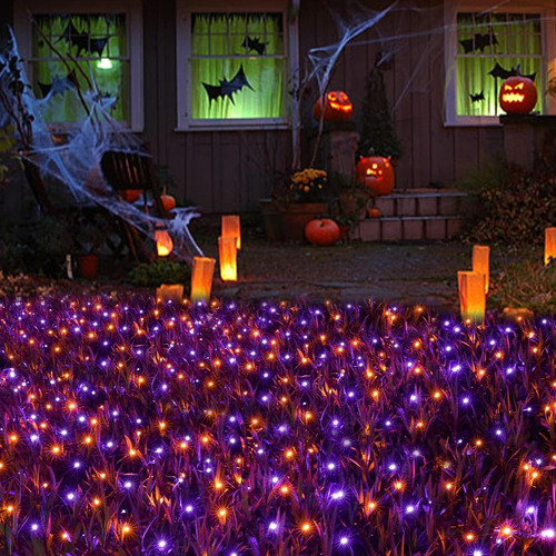 Joomer Luces Led Red Para Halloween Naranja Morado 8 Modos Naranja Y Violeta
