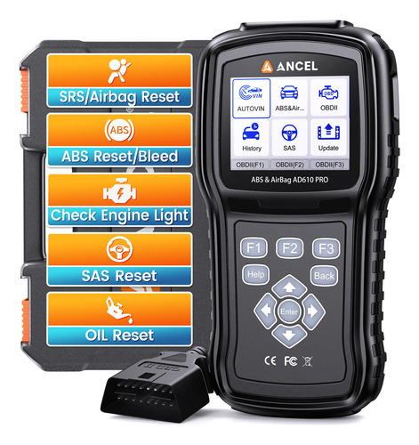 Escáner Obd2 Ancel Ad610 Pro - Lector De Códigos Abs Srs