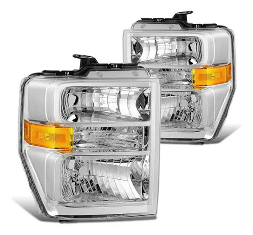 Faros Delanteros Cromados Para Ford E150-e350-e450sd-f650-f7