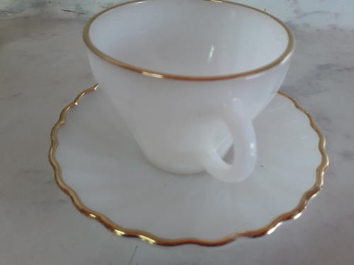 Hermoso Plato Y Taza De Te Vintage Años 50's Anchor Hocking